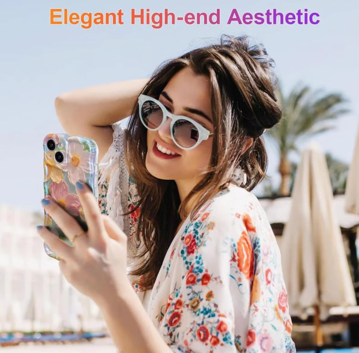 🌸 Étui élégant au motif floral vintage 🌸