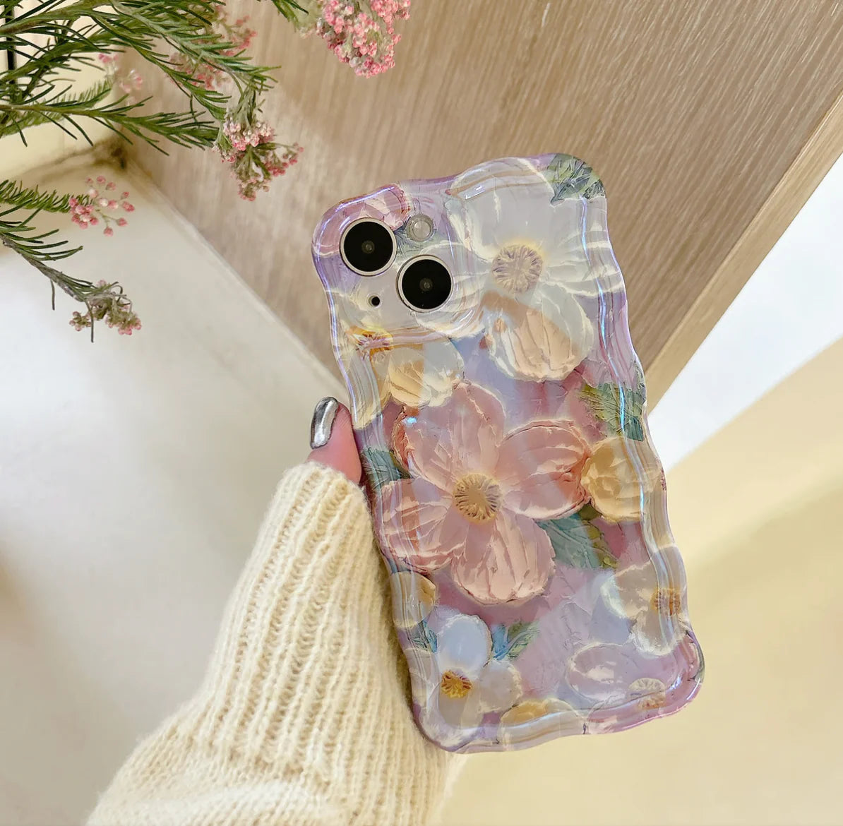 🌸 Étui élégant au motif floral vintage 🌸